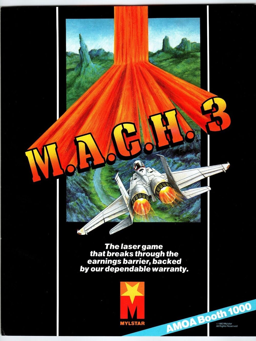 Mach 3 Arcade Game Flyer Original 1983 Video Laser Retro 8.5" x 11" Air Combat